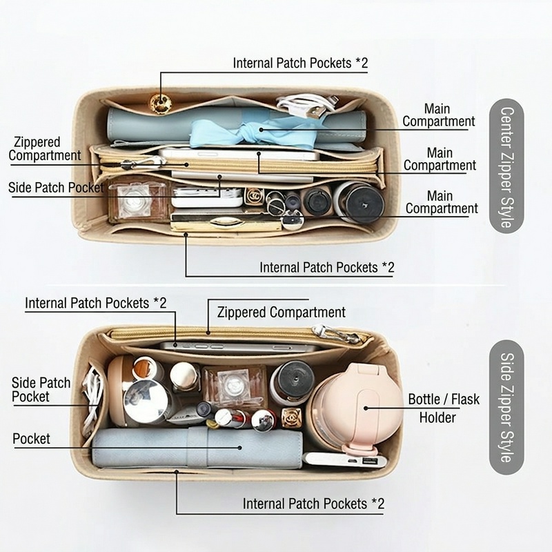 Women Felt Insert Bag Purse Or - Luxury Skincare And Makeup Brands 评论和价格